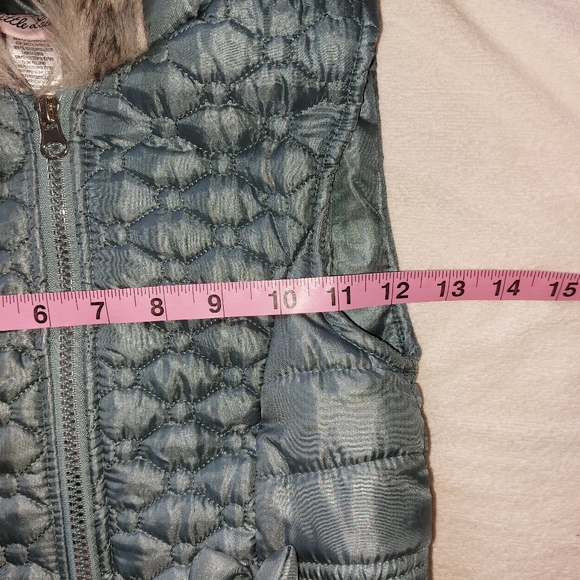 Quilted Vest with Faux Fur Lined Hood, EUC, by Little Lass - Picture 10 of 12